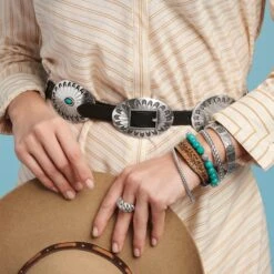 Blackbird Concho Belt -Fashion Accessories Store blackbird concho belt black turquoise 6