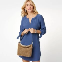 Cherie Straw Shoulderbag 7 Cherie Straw Shoulderbag -Fashion Accessories Store cherie straw shoulderbag wheat french blue 3