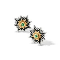 Dynasty Sol Post Earrings -Fashion Accessories Store dynasty sol post earrings silver emerald 0