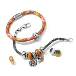French Garden Flower Woodstock Bracelet -Fashion Accessories Store french garden flower woodstock bracelet orange 2