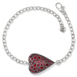 Glisten Heart Bracelet -Fashion Accessories Store glisten heart bracelet silver red 0