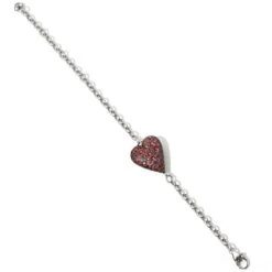 Glisten Heart Bracelet -Fashion Accessories Store glisten heart bracelet silver red 1