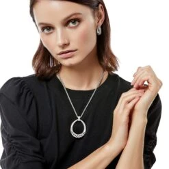 Interlok Braid Drop Necklace -Fashion Accessories Store interlok braid drop necklace silver 3