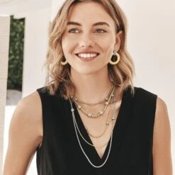 Meridian Geo Post Drop Earrings -Fashion Accessories Store meridian geo post drop earrings gold 3