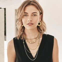 Meridian Geo Post Drop Earrings -Fashion Accessories Store meridian geo post drop earrings gold 4