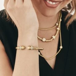 Meridian Open Hinged Bangle -Fashion Accessories Store meridian open hinged bangle gold 3