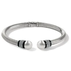 Meridian Open Hinged Bangle -Fashion Accessories Store meridian open hinged bangle silver black 0