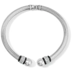 Meridian Open Hinged Bangle -Fashion Accessories Store meridian open hinged bangle silver black 1
