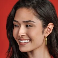 Meridian Zenith Tassel French Wire Earrings -Fashion Accessories Store meridian zenith tassel french wire earrings gold 1