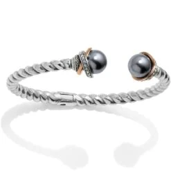 Neptune's Rings Gray Pearl Open Hinged Bangle