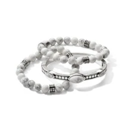 Pebble Dot Dream Stretch Bracelet -Fashion Accessories Store pebble dot dream stretch bracelet silver white 2