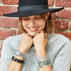 Pop Appeal Viva Stripes Cuff -Fashion Accessories Store pop appeal viva stripes cuff silver black 2 db4da010 10ac 4912 aa4d ec58ec0fd979