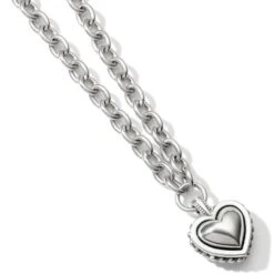 Pretty Tough Bold Heart Necklace -Fashion Accessories Store pretty tough bold heart necklace silver 2