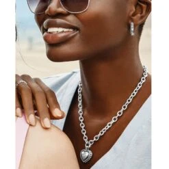 Pretty Tough Bold Heart Necklace -Fashion Accessories Store pretty tough bold heart necklace silver 3