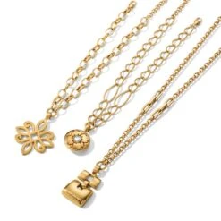 Saturn Reversible Necklace -Fashion Accessories Store saturn reversible necklace brushed gold 3