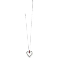 Spectrum Open Heart Necklace -Fashion Accessories Store spectrum open heart necklace silver red 1