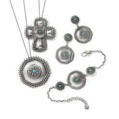 Telluride West Cross Necklace -Fashion Accessories Store telluride west cross necklace silver turquoise 2
