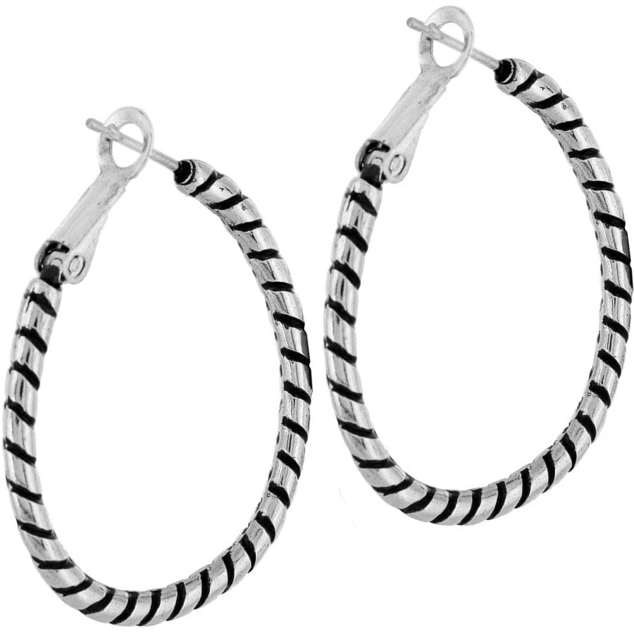 Twist Oval Hoop Charm Earrings 2 Twist Oval Hoop Charm Earrings - Image 2